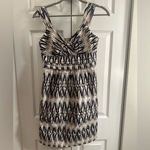 Ann Taylor Summer Dress Size 0 Ivory Navy Tan